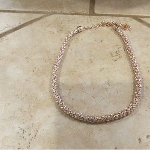 Anne Klein, Rose gold tone, crystal collar necklace
